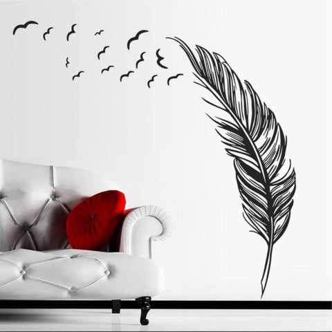 Vinyl Feather Wall Decal Birds of a Feather Wall Art Sticker Birds Feather Wall Decor Wall Applique Wall Graphic Home Interior Design Dark Brown The Wall Valley