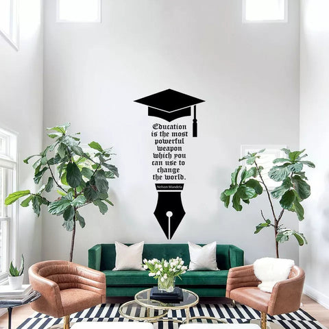 Nelson Mandela Education Motivation Quotes Vinyl Wall Stickers - Home & Room Decals The Wall Valley