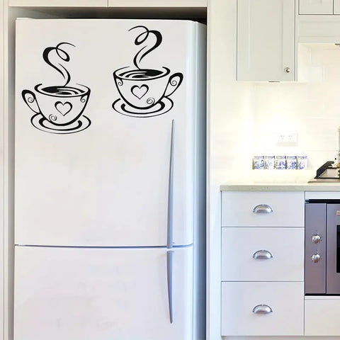 Cafe Kitchen Coffee Wall Sticker | Vinyl Removable Coffee Cup Window Sticker for Afternoon Tea & Kitchen Decor The Wall Valley