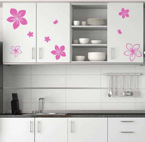 Kitchen Flower Decals & Butterfly Stickers – Wall Decals for Girl's Kitchen Cupboard Interior Design The Wall Valley