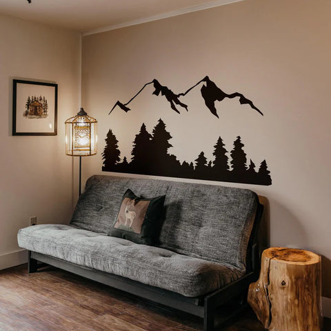 Snow Mountain View Wall Decal Sticker - Serene Forest Landscape Decal - The Wall Valley The Wall Valley Vinyl Sticker 