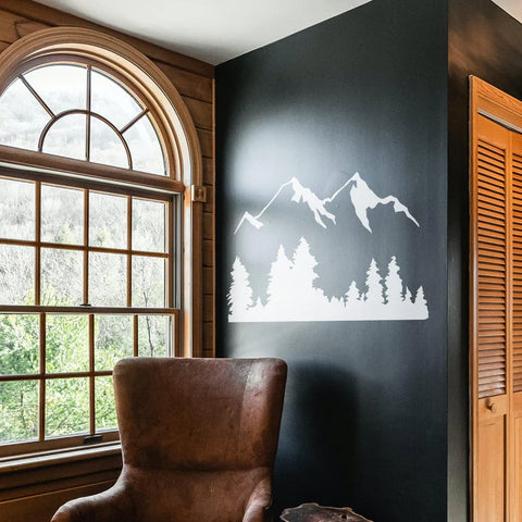 Snow Mountain View Wall Decal Sticker - Serene Forest Landscape Decal - The Wall Valley The Wall Valley Vinyl Sticker 