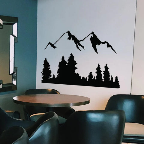Snow Mountain View Wall Decal Sticker - Serene Forest Landscape Decal - The Wall Valley The Wall Valley Vinyl Sticker 