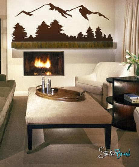 Snow Mountain View Wall Decal Sticker - Serene Forest Landscape Decal - The Wall Valley The Wall Valley Vinyl Sticker 