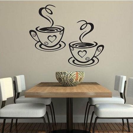 Cafe Kitchen Coffee Wall Sticker | Vinyl Removable Coffee Cup Window Sticker for Afternoon Tea & Kitchen Decor The Wall Valley