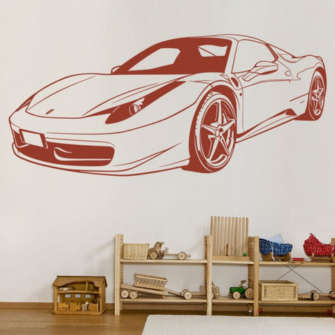 Cartoon Ferrari Front Wall Decal - Racing Automobile Vinyl Sticker for Kids The Wall Valley
