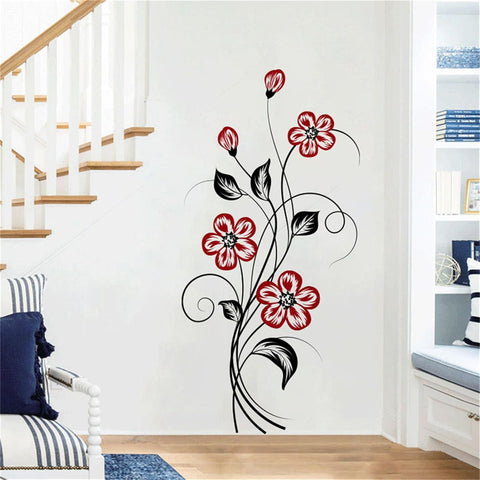 Black Branches with Red Flowers Wall Decals - The Wall Valley