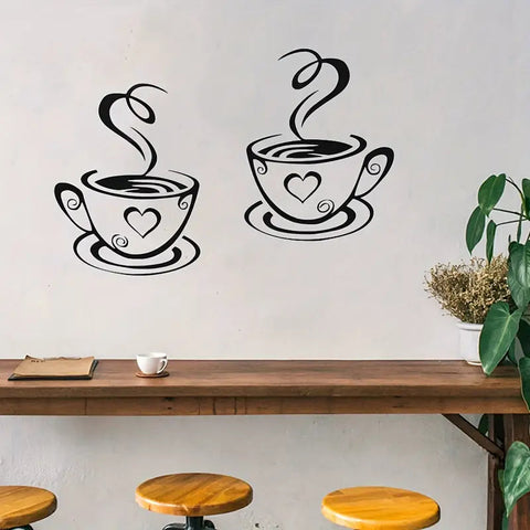 Cafe Kitchen Coffee Wall Sticker | Vinyl Removable Coffee Cup Window Sticker for Afternoon Tea & Kitchen Decor The Wall Valley