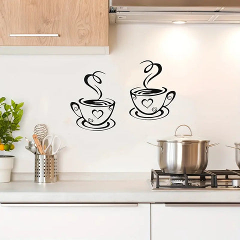 Cafe Kitchen Coffee Wall Sticker | Vinyl Removable Coffee Cup Window Sticker for Afternoon Tea & Kitchen Decor The Wall Valley