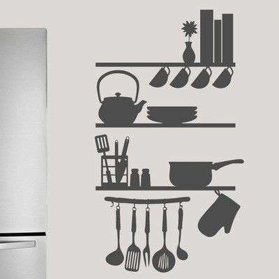 Kitchen Wall Stickers – Cups, Ladles, Plates, and Dishware Vinyl Decal for Modern Kitchen Decor The Wall Valley