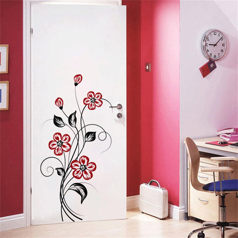 Black Branches with Red Flowers Wall Decals - The Wall Valley