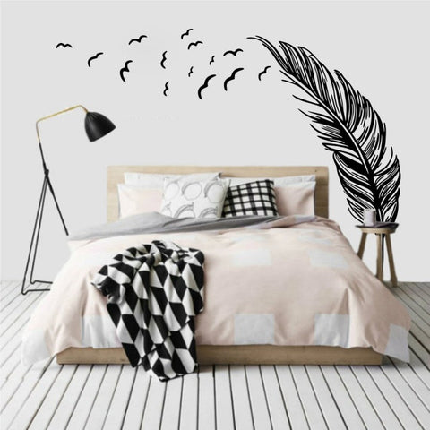 Vinyl Feather Wall Decal Birds of a Feather Wall Art Sticker Birds Feather Wall Decor Wall Applique Wall Graphic Home Interior Design Dark Brown The Wall Valley