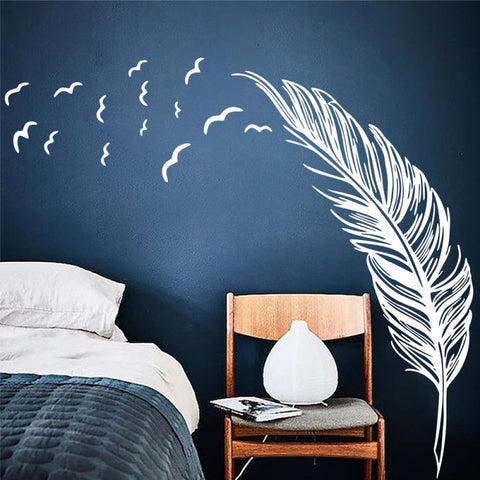 Vinyl Feather Wall Decal Birds of a Feather Wall Art Sticker Birds Feather Wall Decor Wall Applique Wall Graphic Home Interior Design Dark Brown The Wall Valley