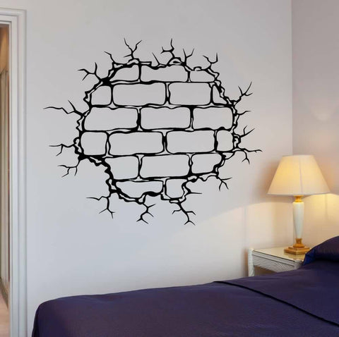 Brick Wall Crack Hole Pattern Decor – Destruction Style Vinyl Decal