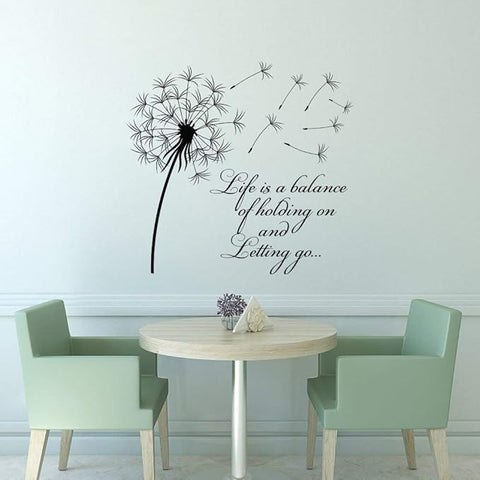 Gadgets Wrap Dandelion Wall Decal - "Life is a Balance of Holding On & Letting Go" - The Wall Valley The Wall Valley Vinyl Sticker 
