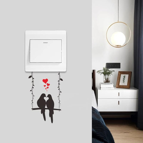 Swing Couple Bird Pattern Light Switch Sticker | Removable Self-Adhesive Decorative Sticker for Bathroom, Bedroom, & Living Room The Wall Valley