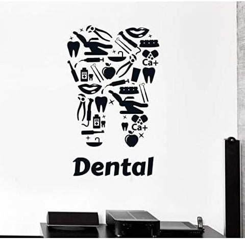 Dental Sign Wall & Window Sticker – Teeth Shape Design Vinyl Decal