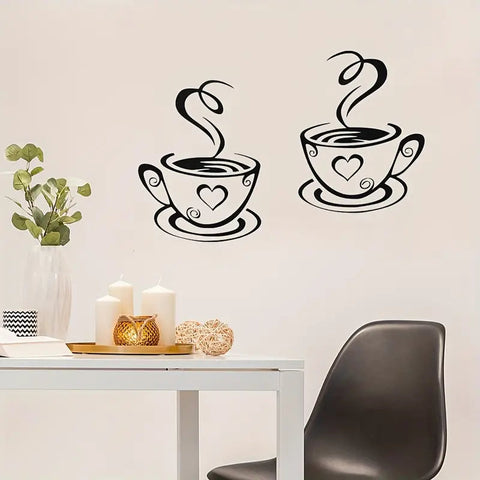 Cafe Kitchen Coffee Wall Sticker | Vinyl Removable Coffee Cup Window Sticker for Afternoon Tea & Kitchen Decor The Wall Valley
