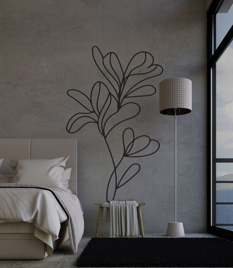 Simple Flower Decal - Minimal Accent Wall Floral Line Drawing The Wall Valley