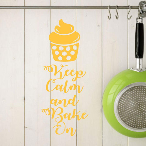 "Keep Calm and Eat Cupcakes" Kitchen Wall Decal – Farmhouse Vinyl Wall Lettering for Bakery & Baker’s Gift - The Wall Valley