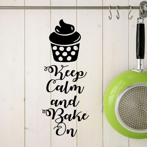"Keep Calm and Eat Cupcakes" Kitchen Wall Decal – Farmhouse Vinyl Wall Lettering for Bakery & Baker’s Gift - The Wall Valley