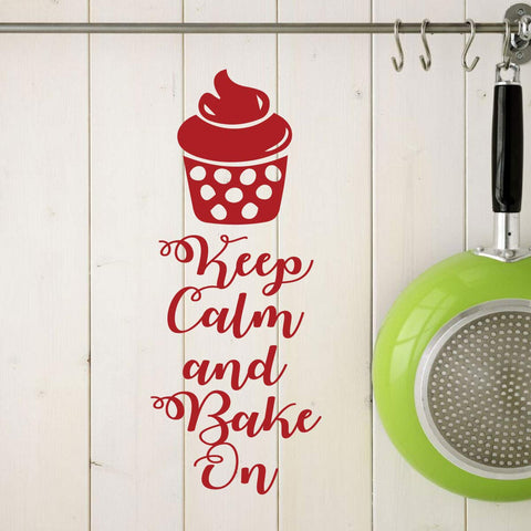 "Keep Calm and Eat Cupcakes" Kitchen Wall Decal – Farmhouse Vinyl Wall Lettering for Bakery & Baker’s Gift - The Wall Valley