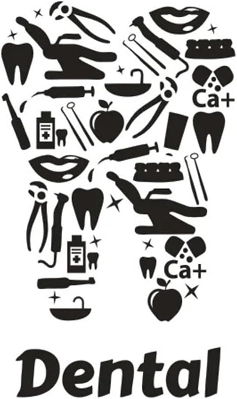 Dental Sign Wall & Window Sticker – Teeth Shape Design Vinyl Decal