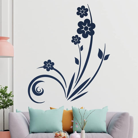 Plant with Flowers Wall Sticker – Floral Wall Décor in 3 Sizes - The Wall Valley