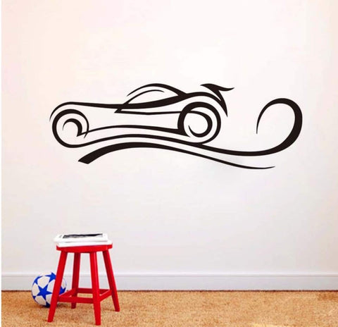 Living Room Wall Sticker - Cartoon Car Abstract Super Speed Racing Vinyl Decor The Wall Valley