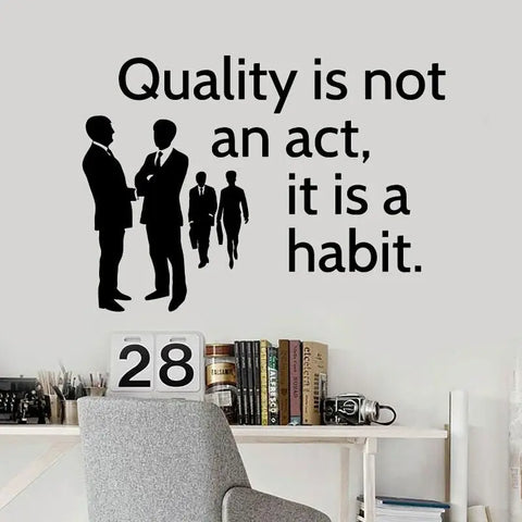 Office Inspiration Quote Wall Sticker | "Quality is not an act, It is a habit" Vinyl Wall Decal The Wall Valley