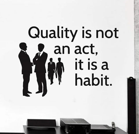 Office Inspiration Quote Wall Sticker | "Quality is not an act, It is a habit" Vinyl Wall Decal The Wall Valley