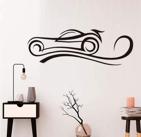 Living Room Wall Sticker - Cartoon Car Abstract Super Speed Racing Vinyl Decor The Wall Valley
