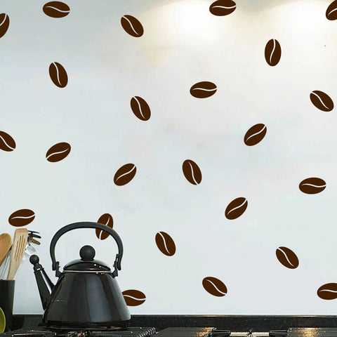 Set of Coffee Bean Wall Decals – Confetti Style Stickers, Multiple Colors & Sizes The Wall Valley