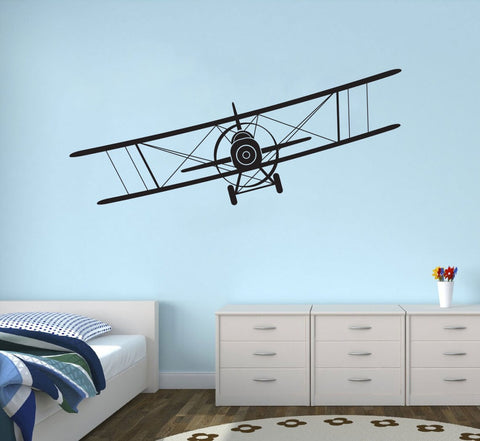 Biplane Airplane Wall Sticker – Vinyl Aviation Decal for Boys Room & Nursery Decor