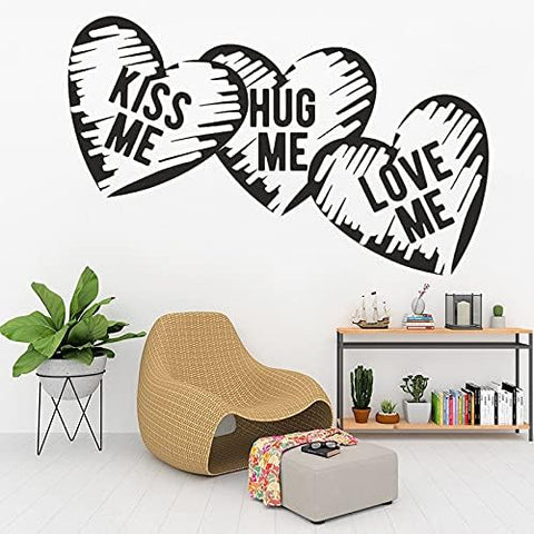 Love Hearts Kiss Me Hug Me Love Me Wall Sticker | Removable Vinyl Décor for Marriage & Bedroom The Wall Valley