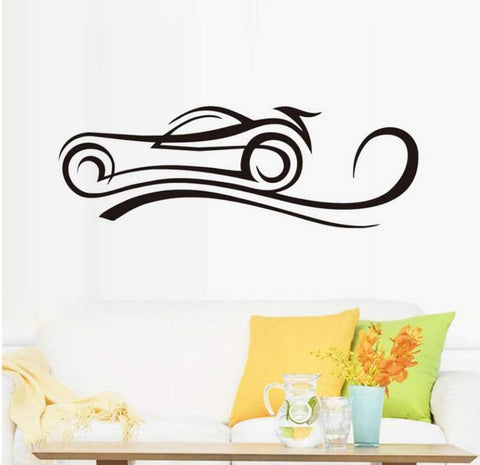 Living Room Wall Sticker - Cartoon Car Abstract Super Speed Racing Vinyl Decor The Wall Valley