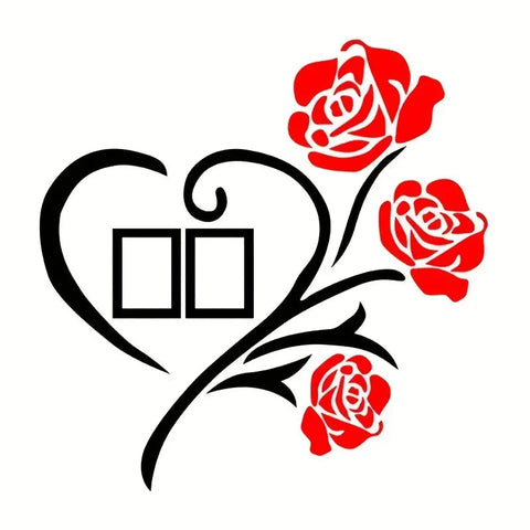 Red Rose Flower & Heart Wall Sticker with 2 Picture Frames | Romantic Vinyl Décor for Home The Wall Valley