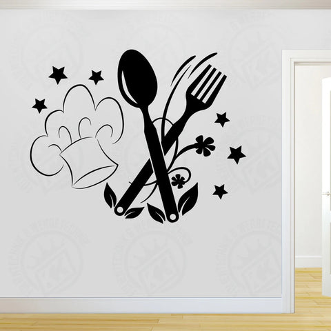 Kitchen Wall Decal – Cooking Spoon, Chef's Hat & Fork Vinyl Sticker The Wall Valley