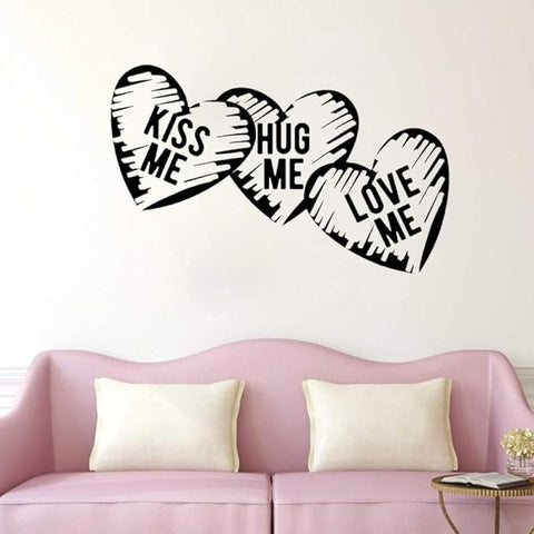 Love Hearts Kiss Me Hug Me Love Me Wall Sticker | Removable Vinyl Décor for Marriage & Bedroom The Wall Valley