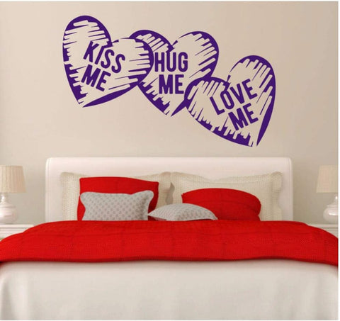 Love Hearts Kiss Me Hug Me Love Me Wall Sticker | Removable Vinyl Décor for Marriage & Bedroom The Wall Valley