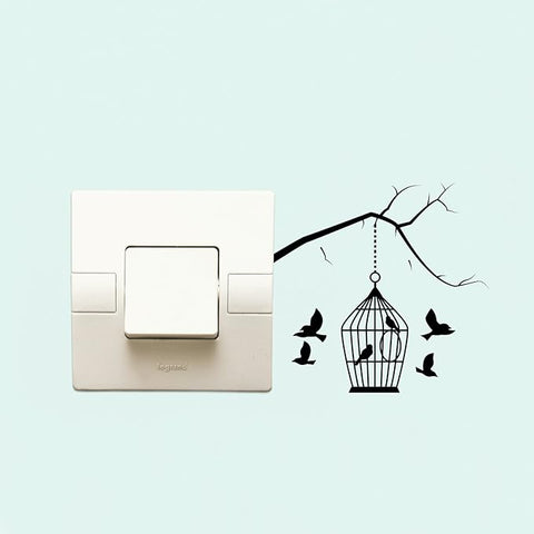 Bird Cage Wall Switch Sticker | Decorative Home Décor Decal The Wall Valley