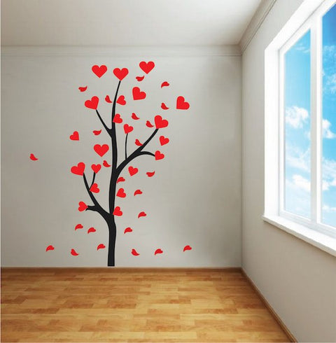 Tree With Heart Leaves Wall Sticker – Charming Bedroom Décor The Wall Valley