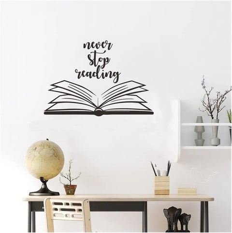 Vinyl Wall Decal Open Book Quote | Reading Room & Library Decor Stickers Mural The Wall Valley