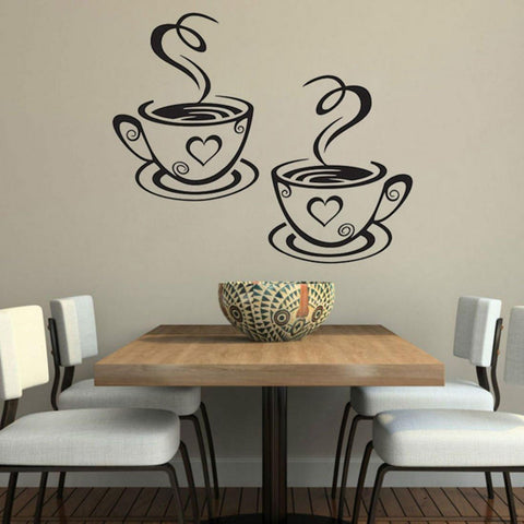 Cafe Kitchen Coffee Wall Sticker | Vinyl Removable Coffee Cup Window Sticker for Afternoon Tea & Kitchen Decor The Wall Valley