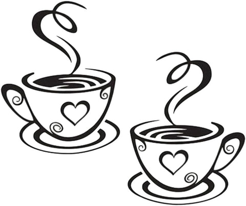 Cafe Kitchen Coffee Wall Sticker | Vinyl Removable Coffee Cup Window Sticker for Afternoon Tea & Kitchen Decor The Wall Valley