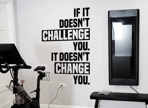 Gym Wall Decal ,If It Doesn’t Challenge You, It Doesn’t Change You ,Vinyl Sticker for Home & Fitness Rooms - The Wall Valley
