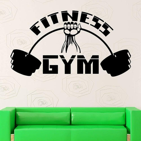 Fitness Club Wall Decal | Gym Sticker Barbell Bodybuilding Posters | Vinyl Decor Mural for Fitness & CrossFit The Wall Valley