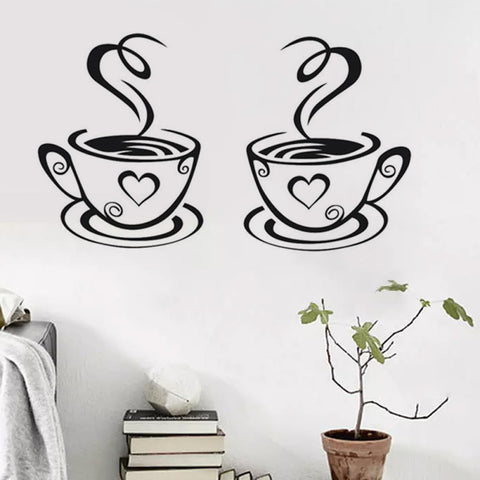 Cafe Kitchen Coffee Wall Sticker | Vinyl Removable Coffee Cup Window Sticker for Afternoon Tea & Kitchen Decor The Wall Valley