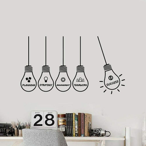 Office Vinyl Wall Decal - Idea, Strategy, Management & Success Planning Lamp Mural - The Wall Valley