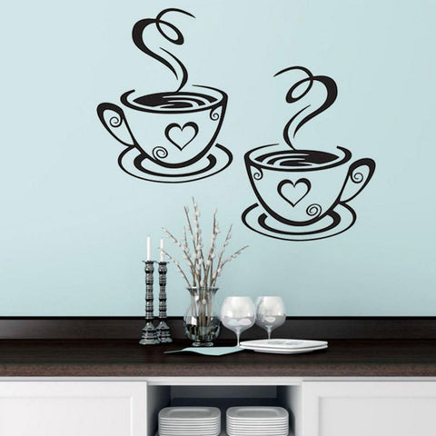 Cafe Kitchen Coffee Wall Sticker | Vinyl Removable Coffee Cup Window Sticker for Afternoon Tea & Kitchen Decor The Wall Valley